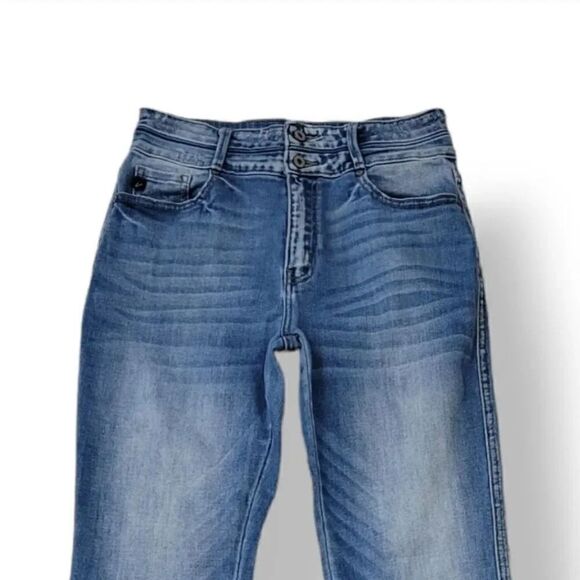 Kancan Curvy Split Released Hem Flare Distressed Denim Size 9/28 - Picture 4 of 11